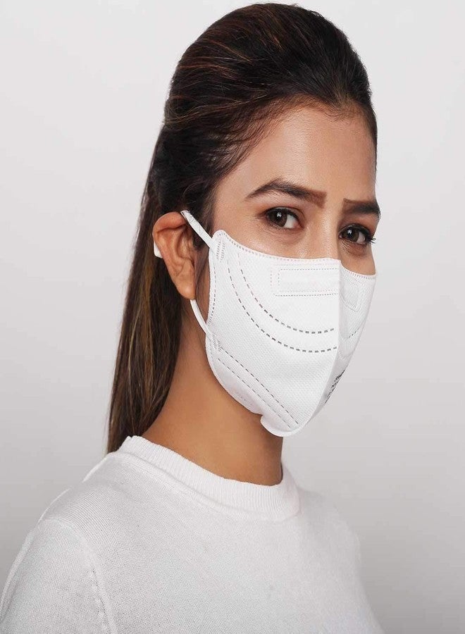 SWASA - Breathe clean air FFP2 Certified Respirator N95 Filter 100 Hours Reusable Nanofiber With No Filter Valve Face Mask For Unisex, Pack Of 5 (White) - Image 4